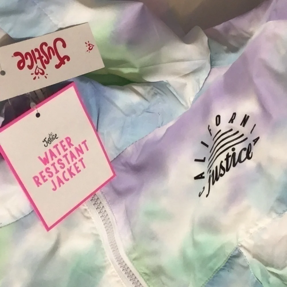 Justice Tie-Die Design Water Resistant Windbreaker Jacket